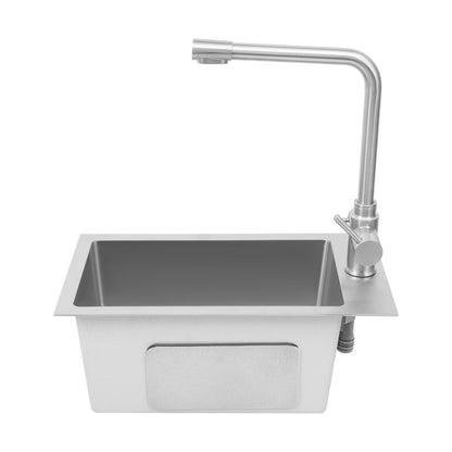 Edelstahlspüle, Küchenspüle, kleine Küchenspüle, Mini-Spüle mit Wasserhahn und Abfluss, 50 x 28 cm