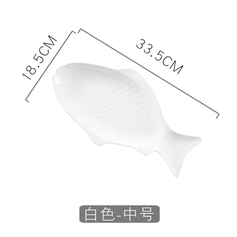 Japanese Ceramic Fish Plate White Irregular Plate Healthy Tableware Kitchen Cookware Dessert Sushi Pasta Plate Hotel Tableware.
