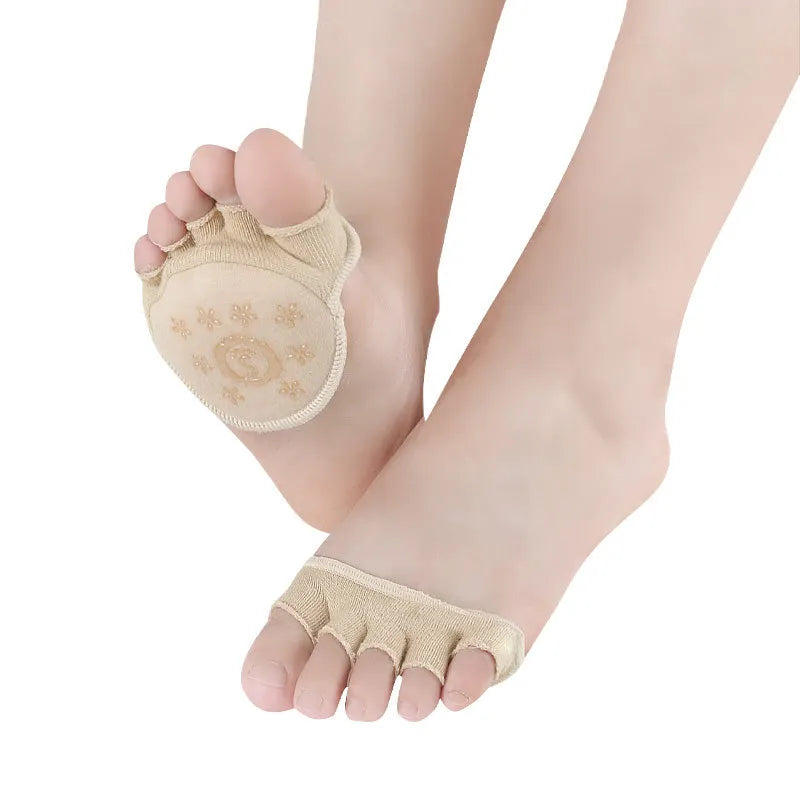 2Pcs=1Pair Toe Separator Foot Care Half Insoles Five Finger Socks Pads Bunion Sleeve Protector Hallux Valgus Forefoot For Women.