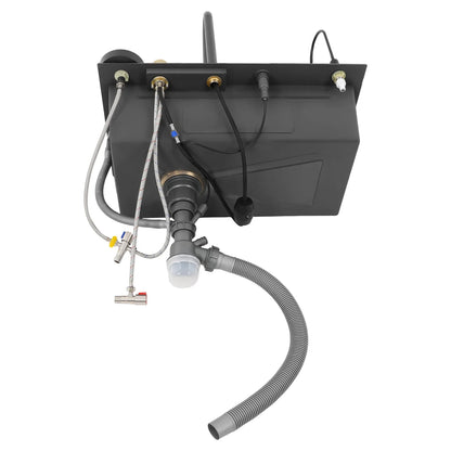 Single Bowl Kitchen Sink Waterfall Bar Sink Stainless Steel Sink with Tap Silver Rectangular