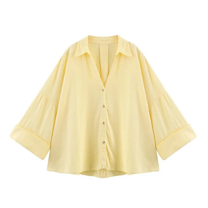 MUJER Women's Shirts Striped Oversize Shirts for Women Wide Sleeve Casual Shirts and Blouses Woman White Summer Loose Tops Woman.