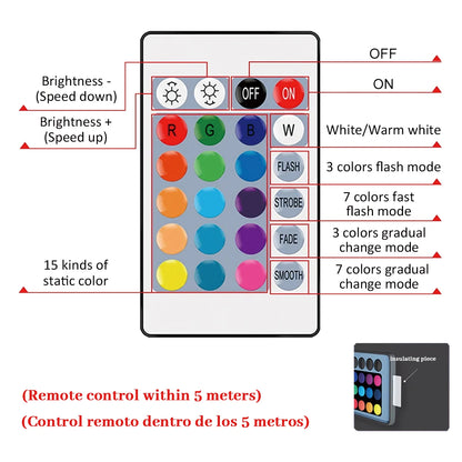 E27 RGB LED Light Bulb 220V 10W with IR Color Changing Control Remote Multicolor + White Lamp Spotlight for Bedroom Party Home.