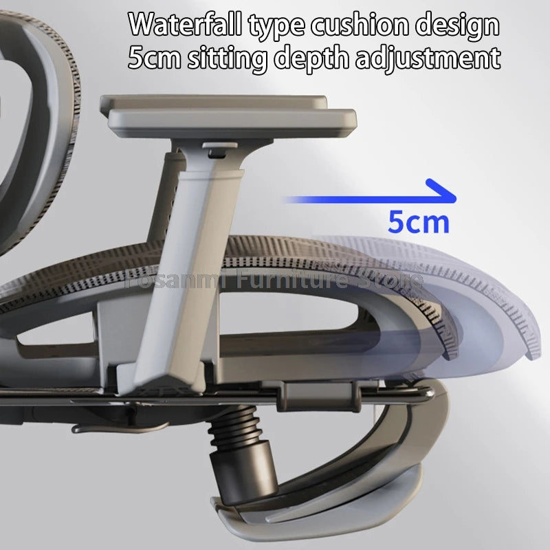 Atmungsaktiver Mesh-Computer-Bürostuhl mit Armlehne und Lordosenstütze, verstellbarer ergonomischer Schreibtischstuhl, Heim-Gaming-Kopfstützenstuhl