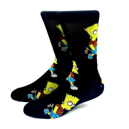 New 1 Pair The Simpsons Harajuku Women Men Socks Cartoon Personality Skateboard Socks Anime Middle Tube Cotton Unisex Socks