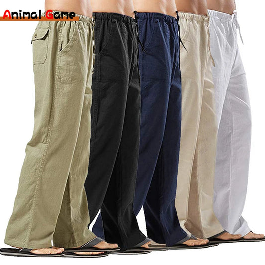Spring Linen Wide Men Pants Korean Trousers Oversize Cotton Streetwear Male New Yoga Pants Casual Men Clothing Sweatpants.