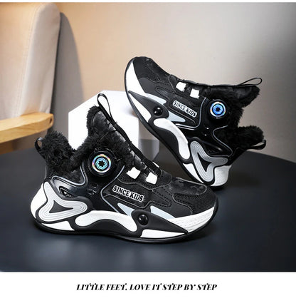 Children's Sneakers Boys Causal Kid Running Walking Shoes Fashion Warm Plush Girls Tennis Shoes Soft Walking Shoes.