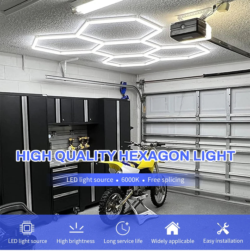 LED Honeycomb Lamp Barbershop Light Hexagon Lights Lamp AC85-265V Led Tube Ceiling Lighting For Car Detailing Workshop.