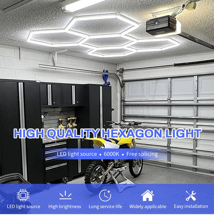 LED Honeycomb Lamp Barbershop Light Hexagon Lights Lamp AC85-265V Led Tube Ceiling Lighting For Car Detailing Workshop.