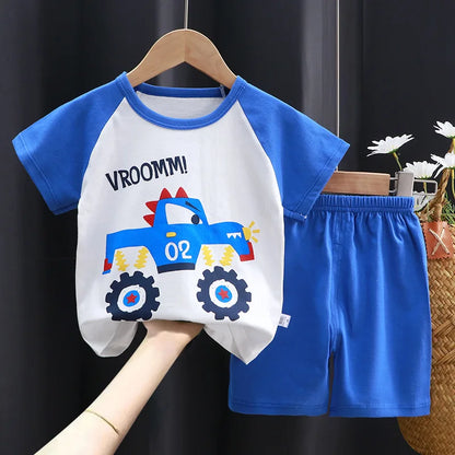 Sommer Cartoon T-Shirt Shorts Kinder Jungen Set Baumwolle T-Shirts Hosen Freizeit Jungen und Mädchen Babys Kleidung lässig 2 stücke.