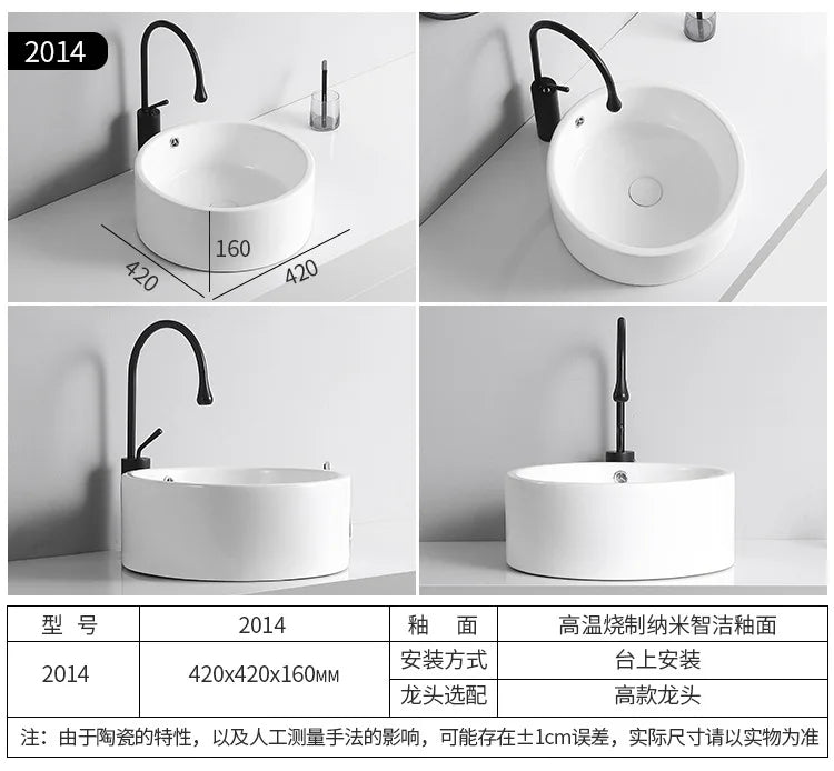 Arbeits platte Waschbecken Seite Entwässerung Keramik Waschbecken Balkon Waschbecken Kunst becken Einzel becken quadratischer Kreis