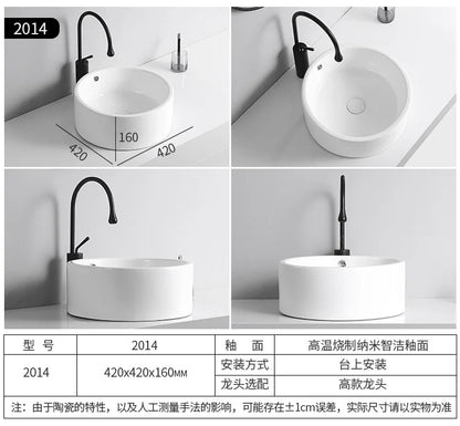 Arbeits platte Waschbecken Seite Entwässerung Keramik Waschbecken Balkon Waschbecken Kunst becken Einzel becken quadratischer Kreis