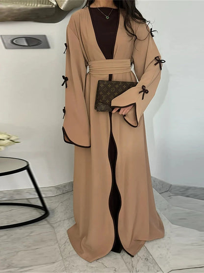 Ramadan Eid Open Butterfly Bow Kimono Abaya Damen Dubai Luxury Islam Muslim Modest Dress Women Kebaya Kaftan Robe Femme Musulman.