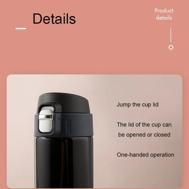 Students Go To School Thermos Cup Creative Bullet Cover Direct Drinking Water Cup Simple Solid Color Durable and Practical.