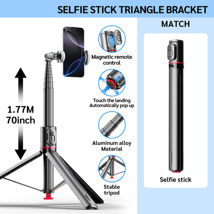 TT01 1770mm All-in-one Auto Pop Open Tripod Bluetooth Remote Tripod Bounce Selfie Stick Phone Holder for Vlog/Video