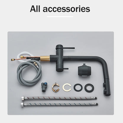Rozin Water Purifier Kitchen Faucet Black Pull Out Flexible Filter Kitchen Faucets Crane Brass 2 in 1 Hot Cold Water Mixer Tap