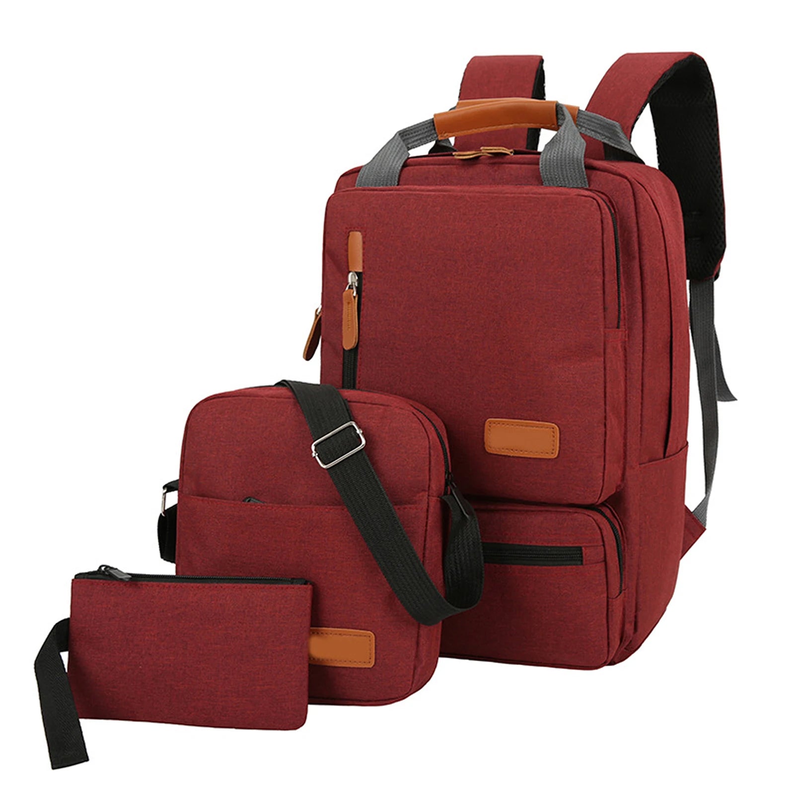 New casual men's shoulder bag set of three outdoor travel computer backpack men's shoulder bag.