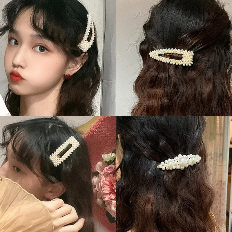 Simulated Pearl Hair Clips For Women Korean Women Hairpins Girl Geometric Hair Barrettes Fashion Hairgrip Hair Accessories.