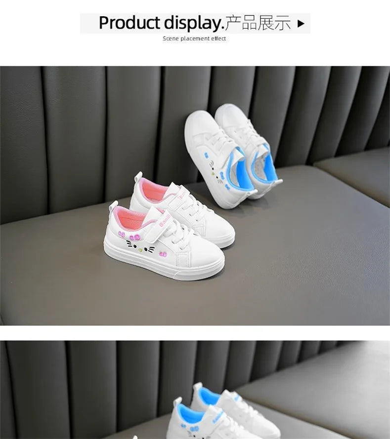 2023 Children's Little White Shoes Girls' Student Flat Bottom Casual Sports Shoes Low Top Spring Korean Plate Shoes.