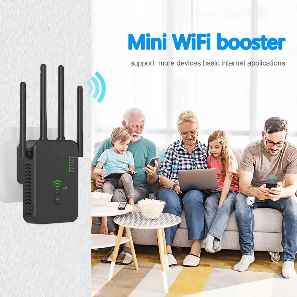 1200Mbps Wireless WiFi Repeater WIFI Range Extender WiFi Signal Booster 5G 2.4G Dual-band Network Amplifier WiFi Router.