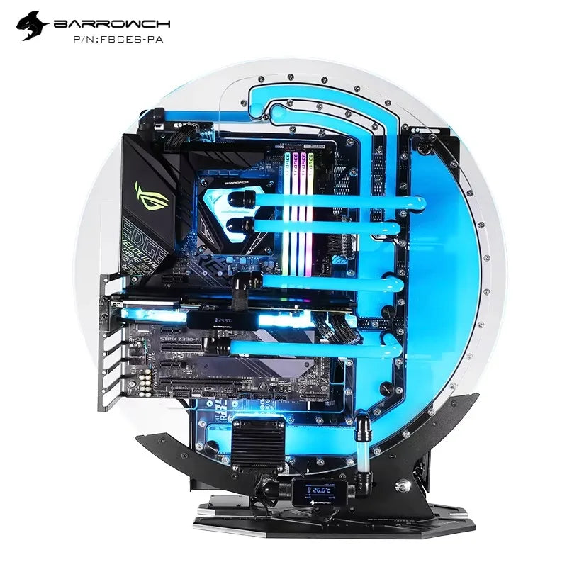 Barrowch STAR1 Series Circular Water Cooling Case, Limited Edition Gamer DIY House,PC Computer Open Chassis FBCES-PA.