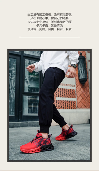 Men Running Shoes Mesh Breathable Flat Cushioning Soft Comfortable Sneakers Outdoor Gym Trendy Casual Jogging Shoes for Men.