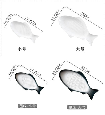 Japanese Ceramic Fish Plate White Irregular Plate Healthy Tableware Kitchen Cookware Dessert Sushi Pasta Plate Hotel Tableware.