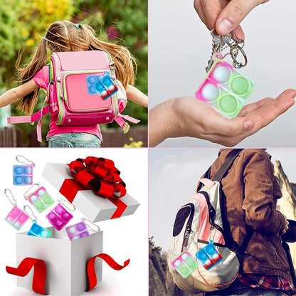 12/24/48Pcs Mini Pop Fidget Toy Pack Kit Keychain Stress Relief Toys Party Favors Office Desk Toy for Kids Adults Brinquedos.