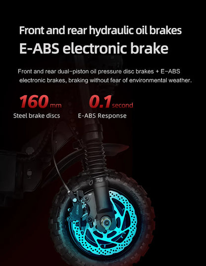 BOYUEDA S3-11 Electric Scooter, 120km Range, 85km/h Max Speed, 2*3000W Motor, 60V 38AH Battery,11-inch Tire,  LCD Display.