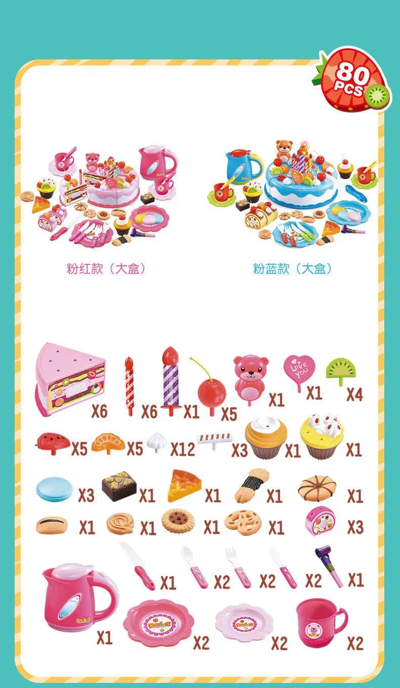 Pretend Play Tea Set Utensils Cut Kids Play House Birthday Cake Toys Children Toy Food Cake Model Girl Simulation Kitchen Coffee.