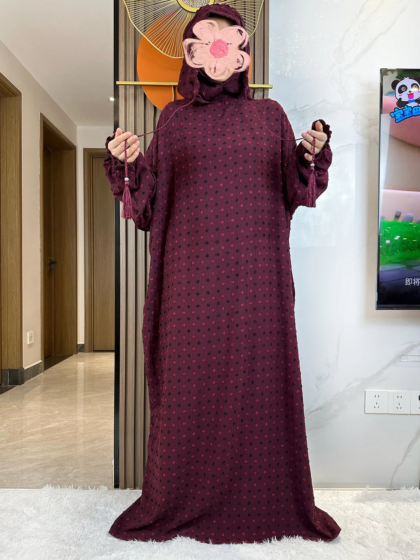 Latest Ramadan Soft Cotton Prayer Abaya Double Hats Dubai Turkey Islam Prayer Clothes Fabric Dresses Islam Women Dress Kaftan