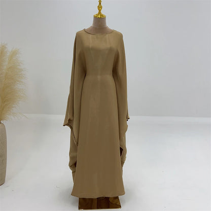 Batwing Butterfly Satin Abaya Dubai Luxury Muslim Kaftan Maxi Dress Abayas For Women Kebaya Robe Caftan Marocain Femme Vestidos