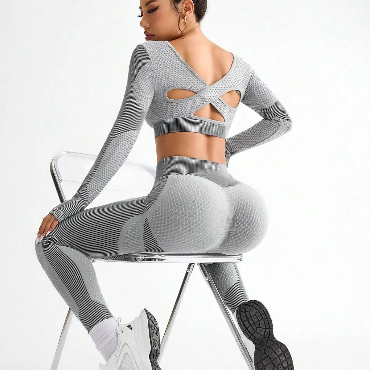 2pcs Hot-selling New Sports Tight Running Breathable Seamless Yoga Suit Women's Outdoor Fitness Suit Women's.