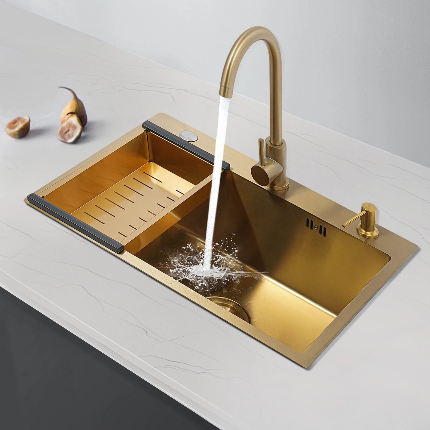 60 x 45 Zoll Edelstahl-Küchenspüle ohne Logo, rechteckige Spüle mit Abtropfkorb für Toiletten, Badezimmer, Waschräume