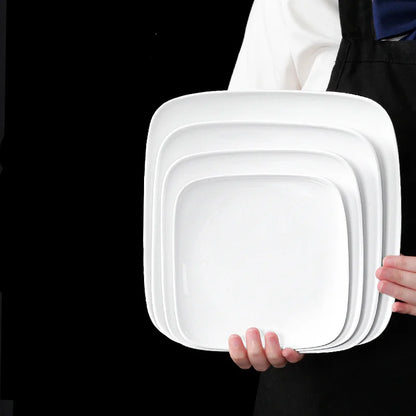 Melamine White Dinner Plate Fast Food Square Dishes School Rice Meal Serving Trays Cheap Hotel Table Decoration and Accessories.
