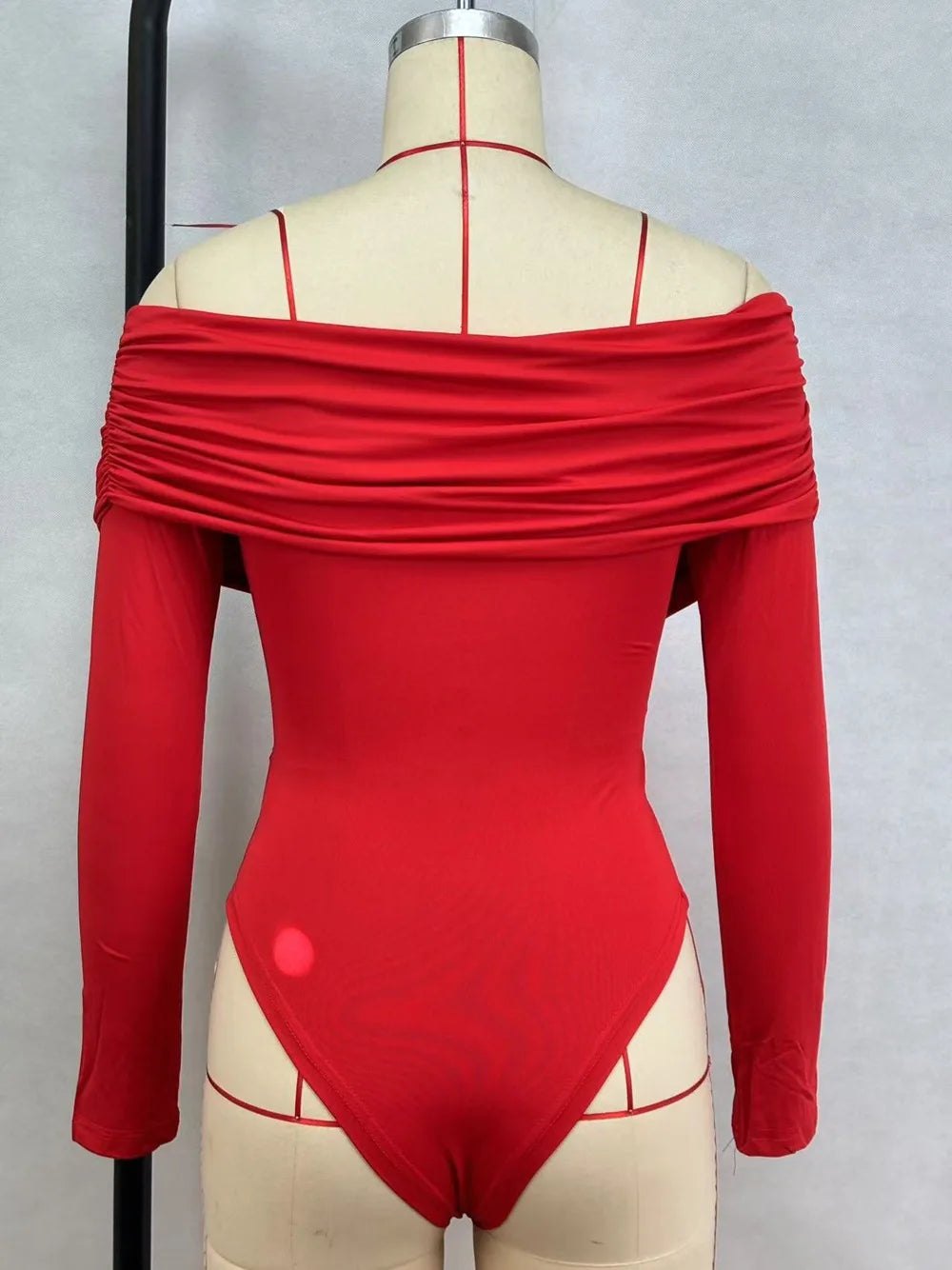 Sexy Hot Girl Slim Jumpsuits Women Fashion Solid Color Folds Corset Bodycon Crossed Bodysuits Long Sleeves Trendy Lady Rompers.