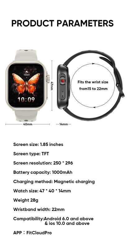 2025 New For Huawei Xiaomi Smart Watch Men Women 1.85-Inch HD AMOLED Full Touch Screen IP68 Waterproof Bluetooth Call SmartWatch