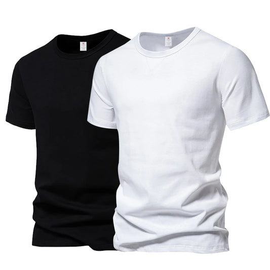 Men's Short Sleeve Basic Top Tees Casual 100% Cotton Regular Fit O-Neck T Shirts Black White Navy Gray.