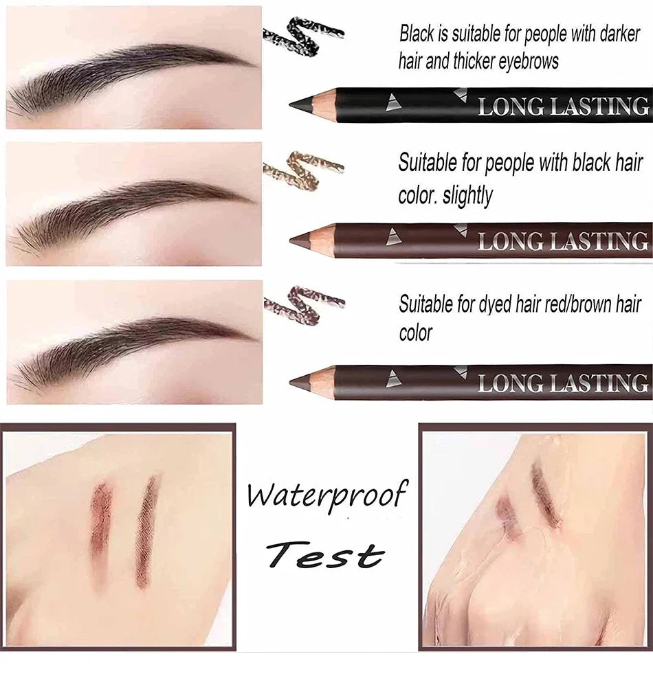 6/12Pcs Eye Brow Pencil Waterproof Professional Women Eye Makeup Pen Easy Color Natural Black Cosmetic Beauty Eyebrow Tool.