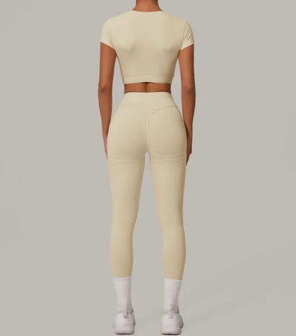 Seamless Yoga Sets Sports Fitness High Waist Hip Lift Tight Breathable Tracksuit Workout Clothing Gym Leggings Suit for Women