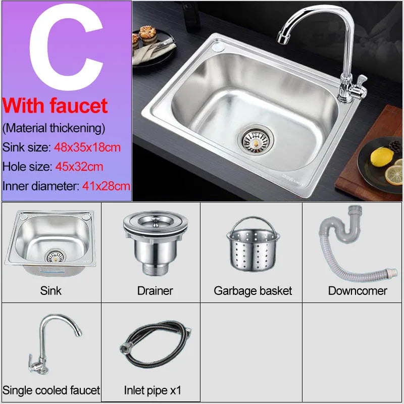 Verdickter Einzelschlitz aus Edelstahl 304 mit Halterung zum Aufhängen an der Wand, Waschbecken, Balkonbecken, Küchenwaschbecken, Waschbecken