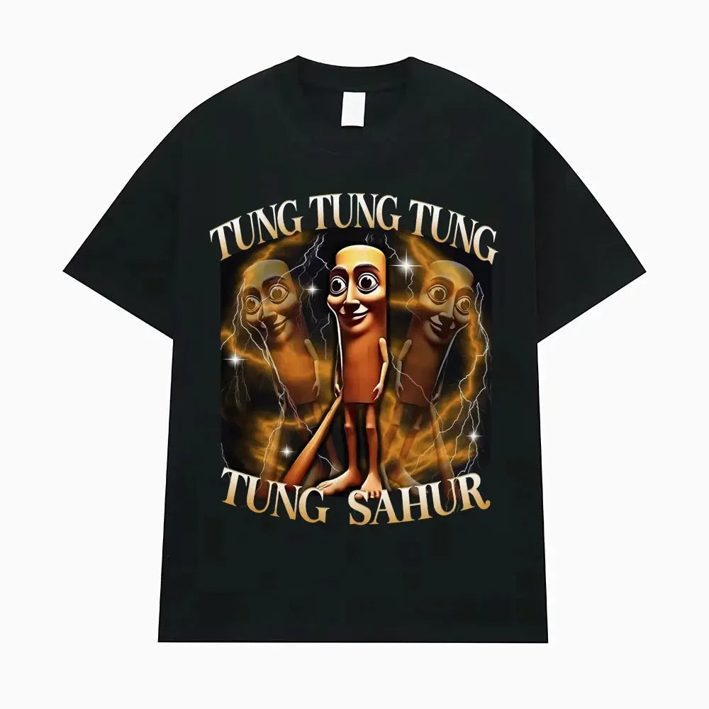 Tung Tung Sahur Fun Baseball Bat Stem 100% Cotton T-shirt Men's Clothing Fashion Humor Style T-shirt Summer Top T-shirt.