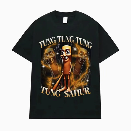 Tung Tung Sahur Fun Baseball Bat Stem 100% Cotton T-shirt Men's Clothing Fashion Humor Style T-shirt Summer Top T-shirt.