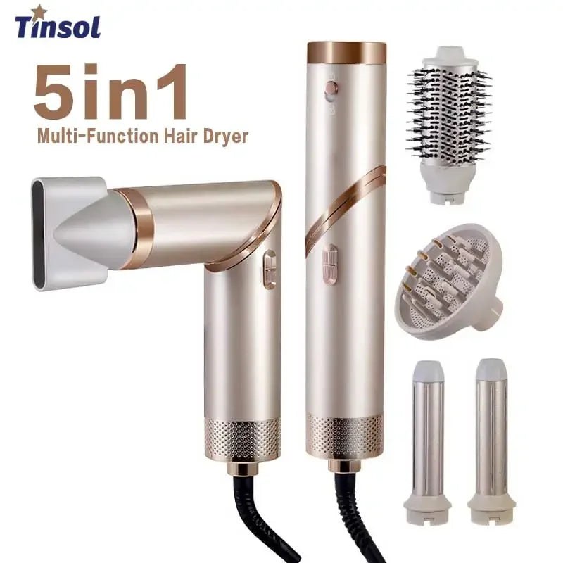 Tinsol 5in1 Multi-function hair dryer curling iron portable foldable hair dryer negative ion hair care curling iron styling set