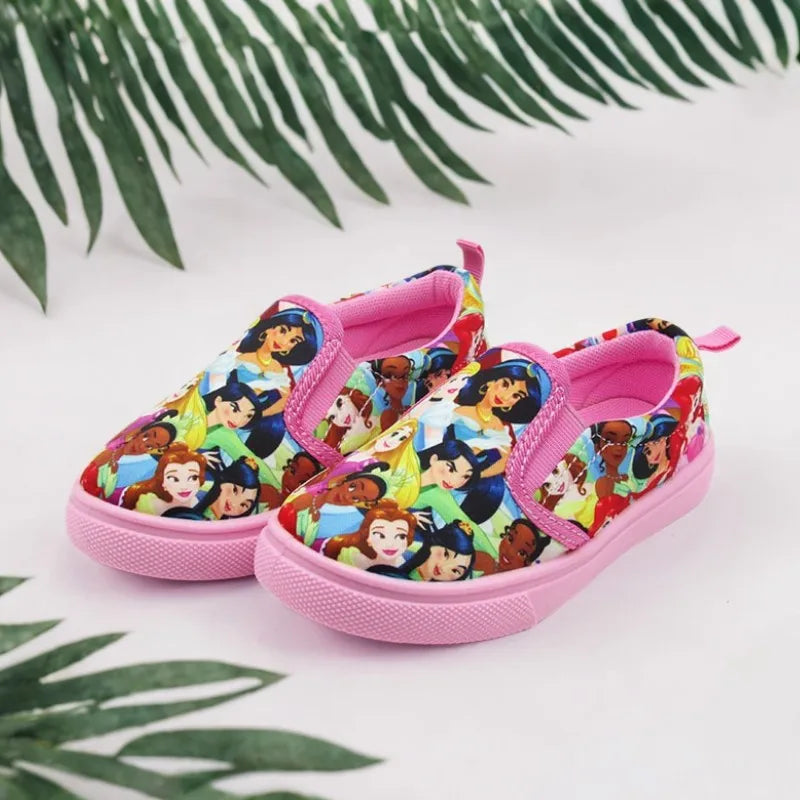 Disney Children's Casual Canvas Shoes Lazy Cartoon Priness Children's Student's Girls' Pink Comfortable Shoes Size 26-31.