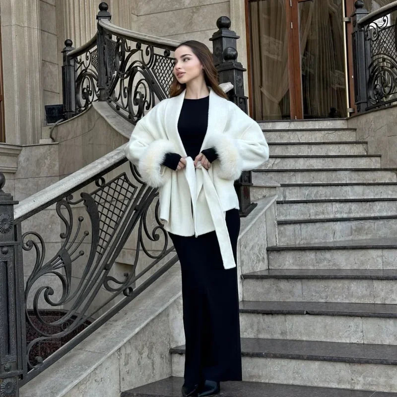 Lässiger, einfarbiger Wollmantel mit Schalkragen, modischer, lässiger, einreihiger Tasche, lockere Oberbekleidung, 2025, neue Highstreet-Jacke