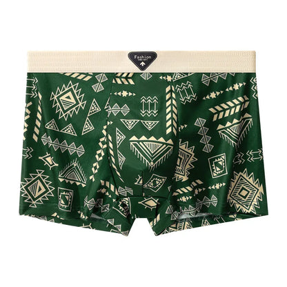 4Pcs Boxer Shorts männer Unterwäsche Eis Seide Unterhose Sexy Höschen Gedruckt Boyshort Atmungsaktive Elastische Dessous Plus Größe L-4XL