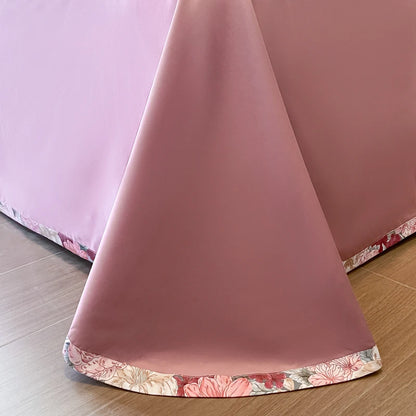 Floral Print 600TC Egyptian Cotton Bedding Queen King Comforter Cover Soft Duvet Cover Set Flat/Fitted Bed Sheet Pillowcases