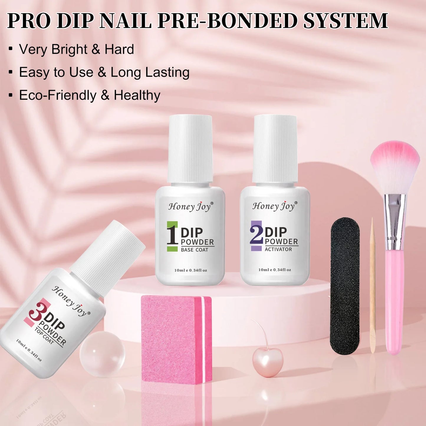 Dip Nails Powder Kit Acrylic Dipping Powder Set with Base Top Coat Activator for French Nail Art Manicure Salon DIY Gift No UV.