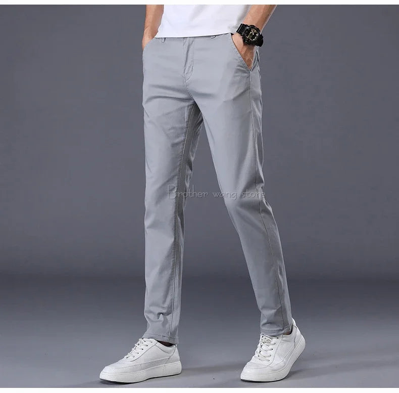 Thin Men's Pants Classic 7 Colors Summer New Casual Pant Business Fashion Stretch Cotton Slim Brand Male Trousers