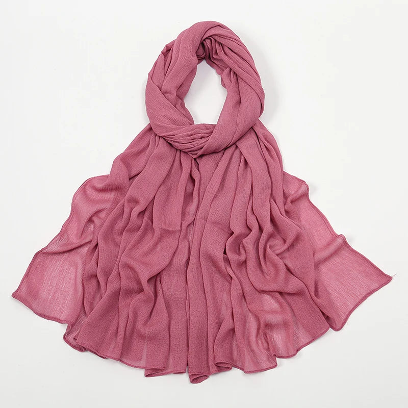 New Arrival Crinkle Rayon Hijab Women Muslim Scarf Shawls Solid Headscarf Wraps Big Size Plain Islamic Turban Headbands Foulard